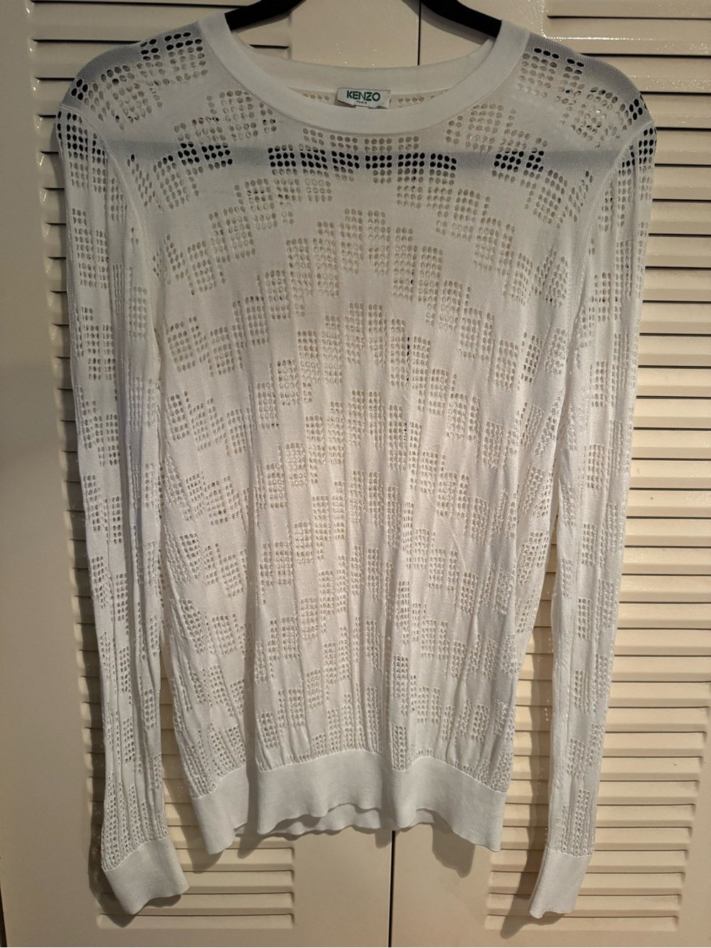 Kenzo Paris White Perforated Knit Sweater
